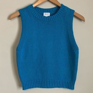 Le Lis Crop Top Tank Large Turquoise Blue Knit Spring Summer New Womens
